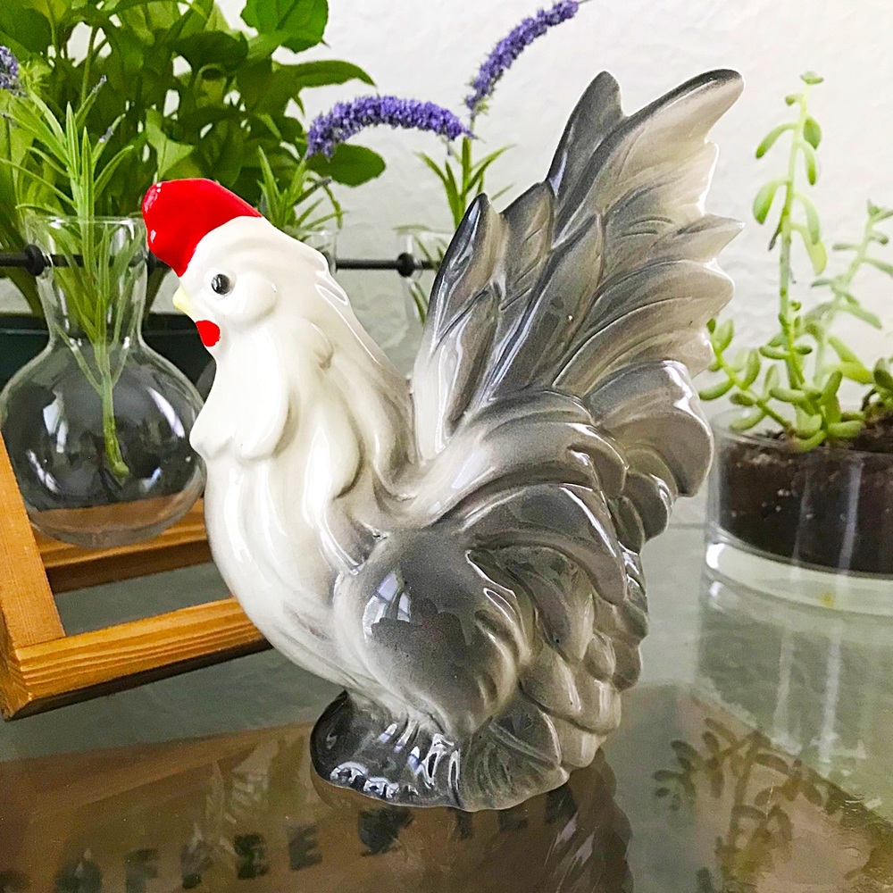 Vintage Ceramic Rooster 1950s MCM Kitsch